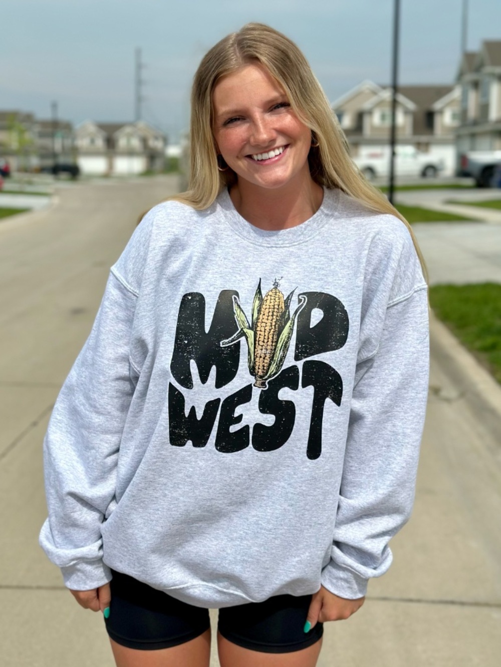 Midwest Graphic Sweatshirt | Corn “Midwest” Crewneck | Cozy Oversized Farm Vibes